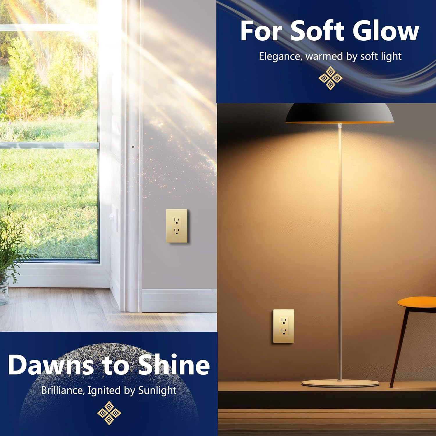 LIDER Matte Finish Decorator Receptacle with Interchangeable Face Cover 15A Gold