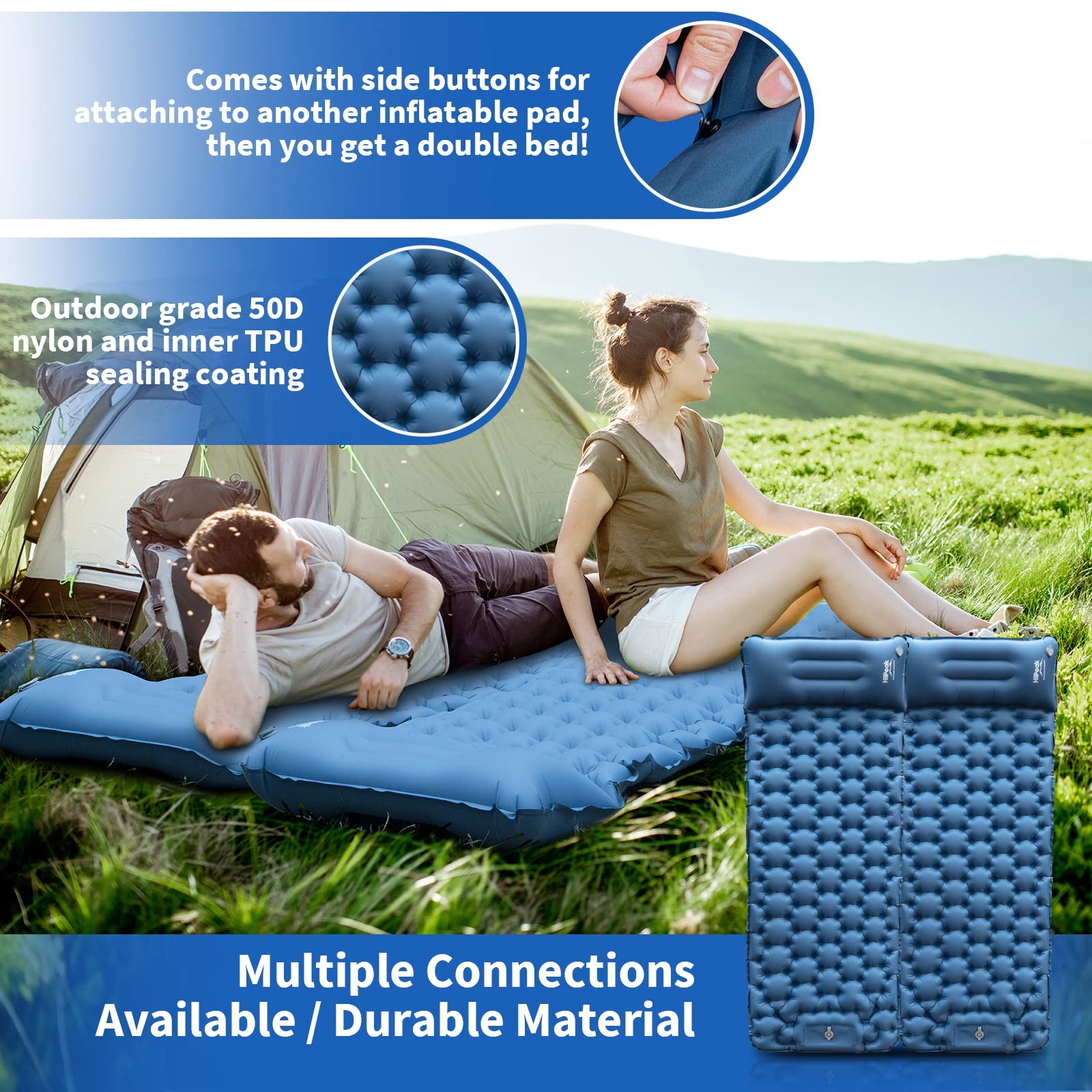Sleeping Pad for Camping- Ultralight Inflatable Sleeping Mat with Built-in Fo...