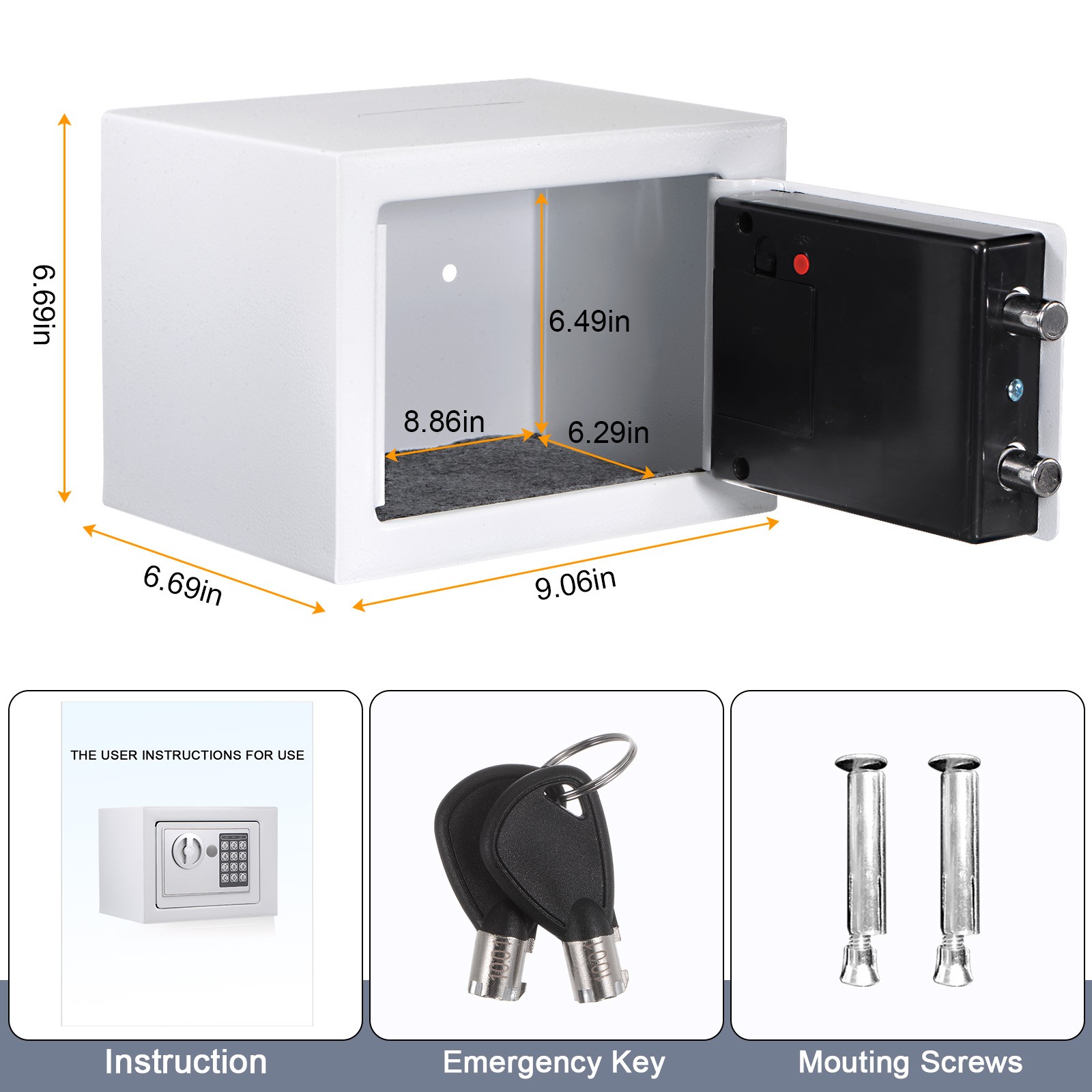 Small Safe Box Digital Electronic Security Safe Box for Home White