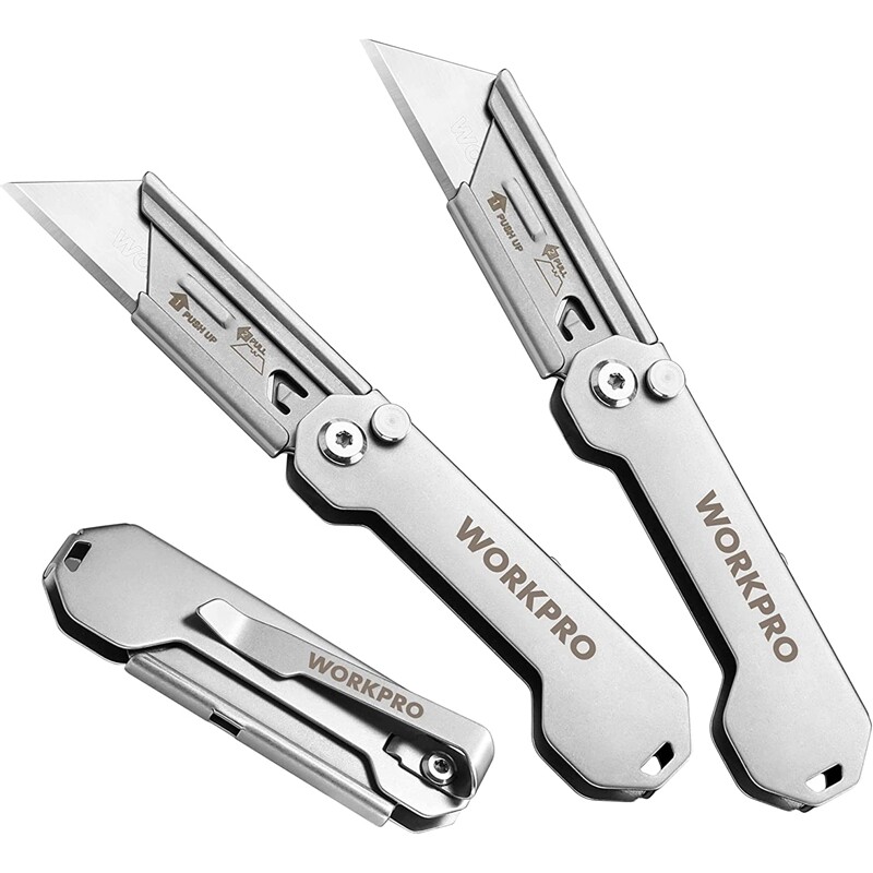 3-Pack Folding Utility Knife, Quick-Change Blades & Belt Clip EDC Pocket Cutters
