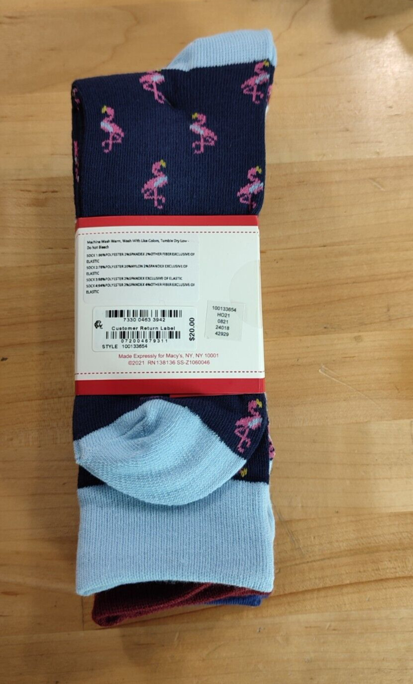 Men's Club Room 4 Pack Crew Socks Dress Socks Multi Color Blues Shoe Sizes 8-13