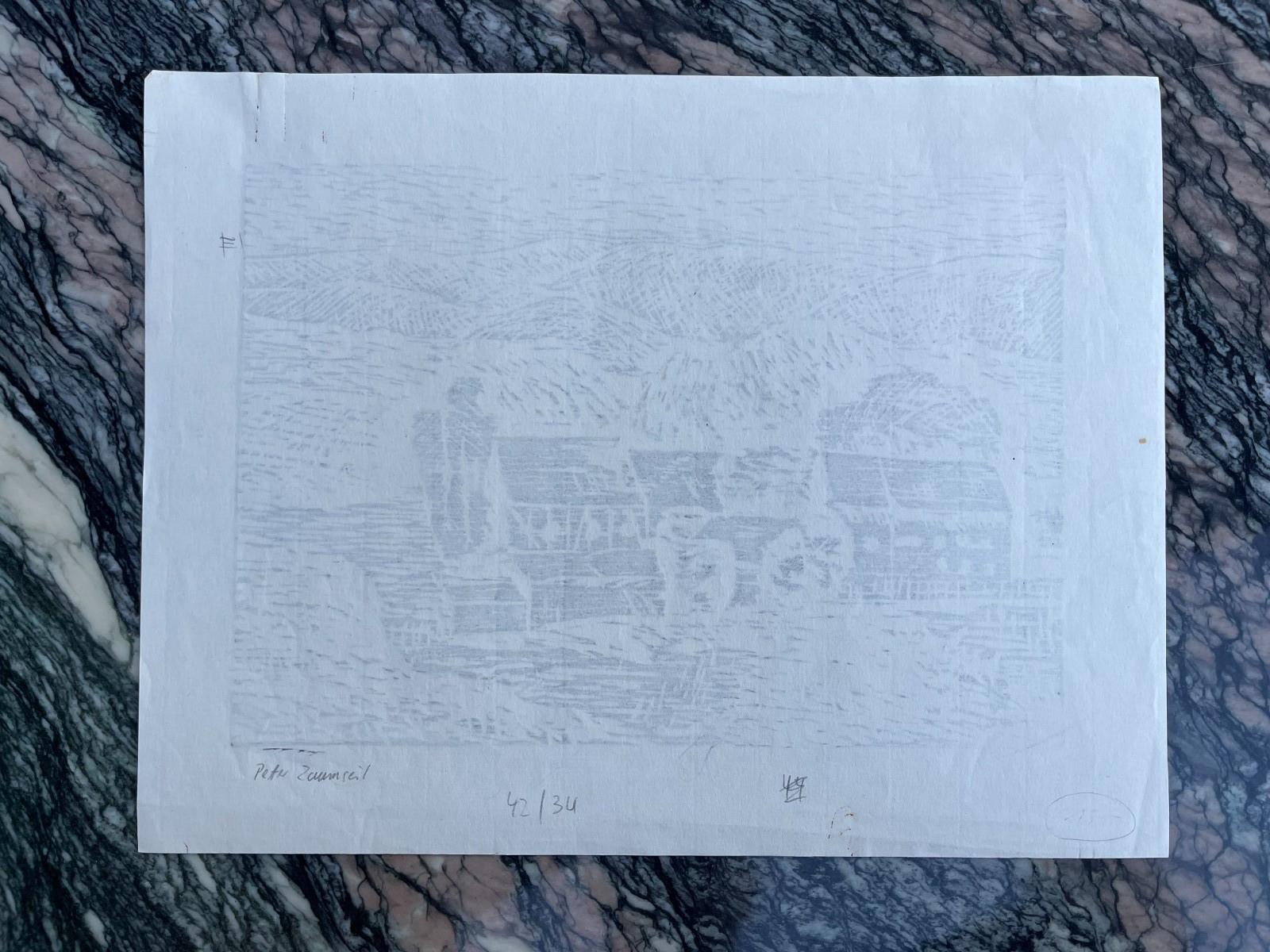 (EH3006), Genuine Woodcut, Peter Zaumseil, "Rudolstadt" Greiz 1979