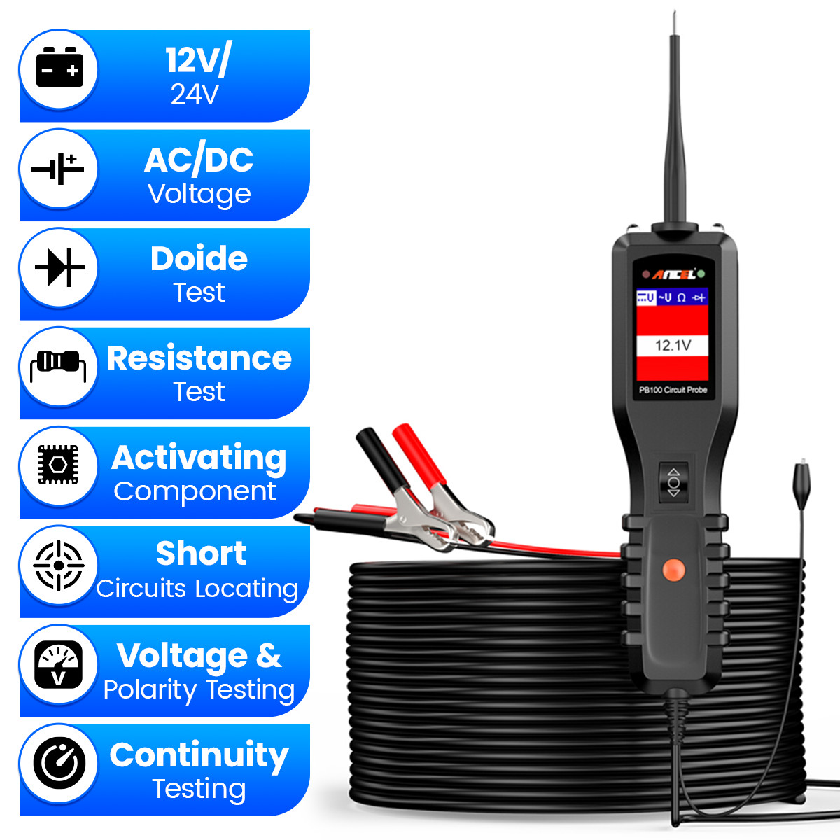 ANCEL PB100 PowerScan Circuit Tester Electrical Diagnostic Power Probe 12V/24V