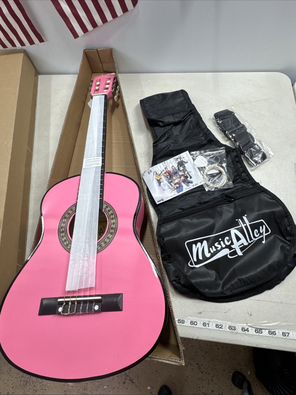 Music Alley MA-51 30" Junior Classical Guitar – Pink –w/ Bag, Strap & Strings-OB
