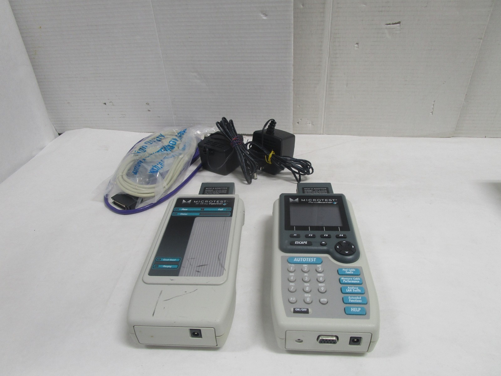 MICROTEST LOT  PENTASCANNER LINE TESTER 2 WAT INJECTOR  ADAPTER ETC CABLE PREOWN