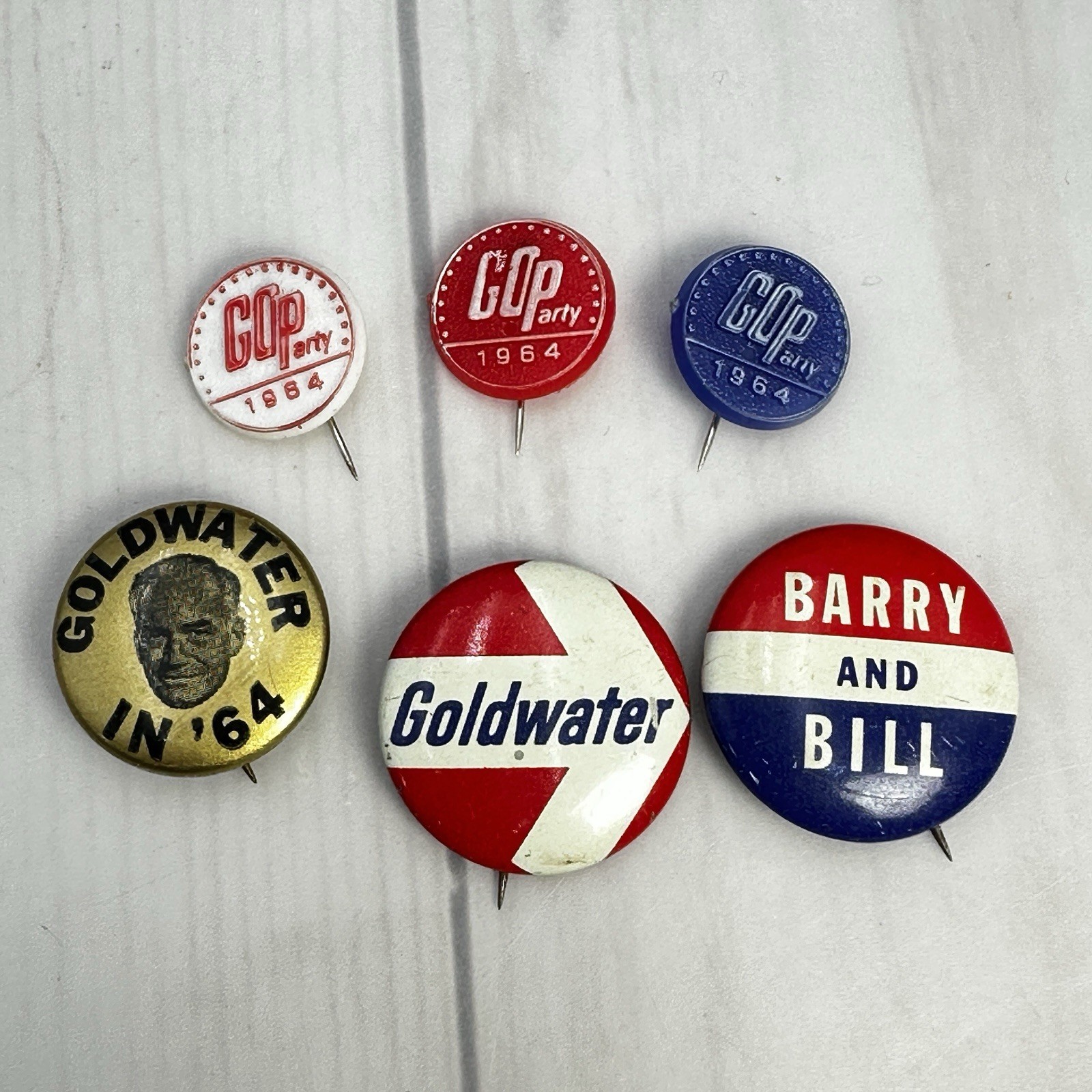 Vintage 1964 GOP Party Republican Political Barry Goldwater Button Pin Lot of 6