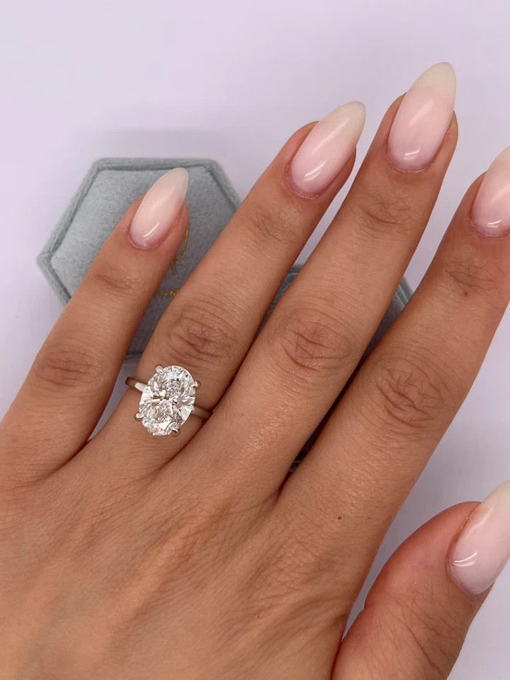 3.10 Ct Lab-Created Oval Cut White Diamond Wedding Ring 14K White Gold Plated