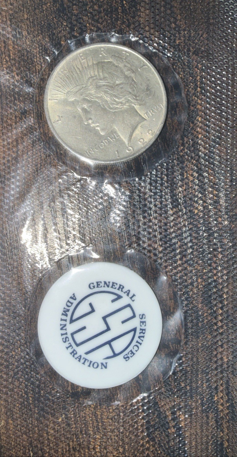 1922 GSA Soft Pack Peace Dollar Mostly White Touch of Color