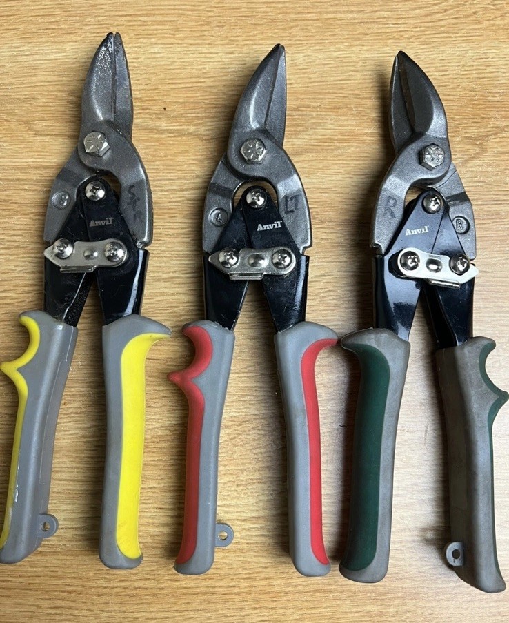 Anvil 3pc Aviation Snips Set L S R Metal Cutting Shears Heavy Duty