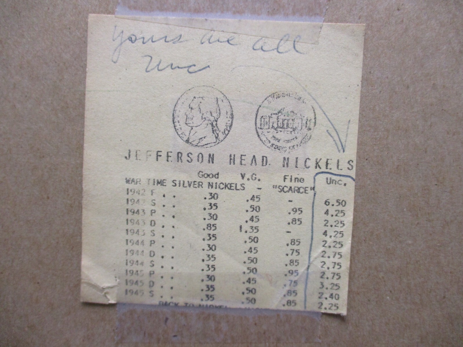 Jefferson Silver Nickel Set w/Steel & Copper Penny's 1942 to 1945 Victory Years