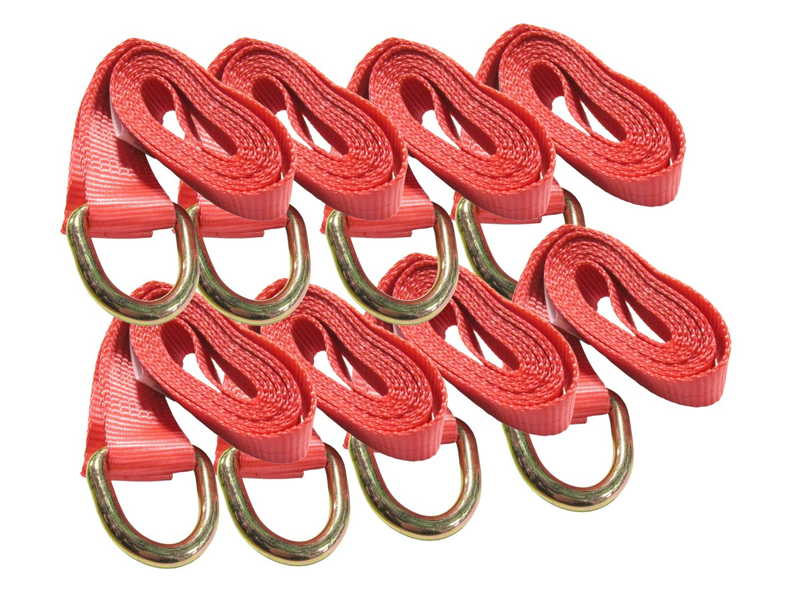 8 Pack 2"x10' Lasso Straps with O-Ring Cinch Basket Wheel Lift 3,335 lbs WLL