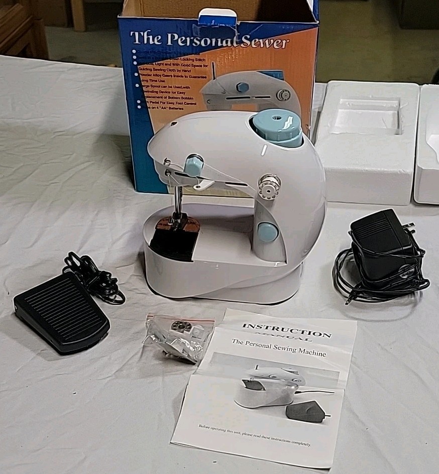 The Personal Sewer, Mini Stitcher with Box, Manual,  Pedal, & Accessories