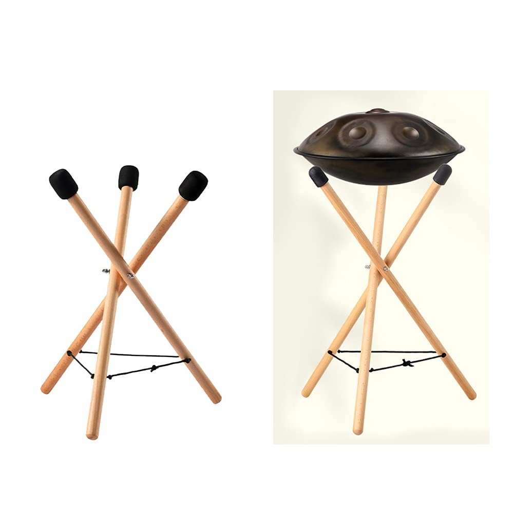 EMVANV Handpan Drum Stand, Solid Wood Adjustable Triangular Extendable Snare Hol