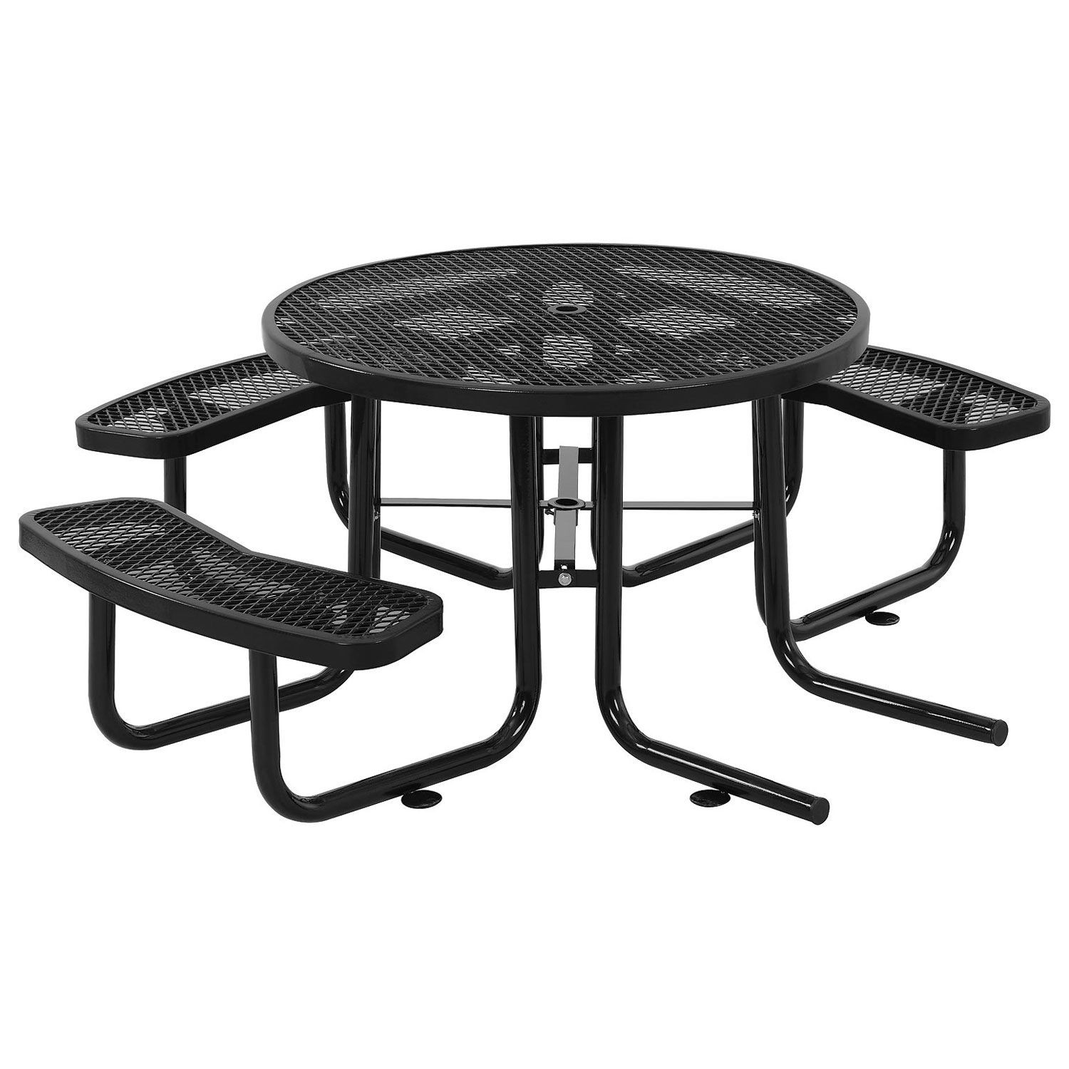 46" Wheel Chair Accessible Round Picnic Table Surface Mount Black