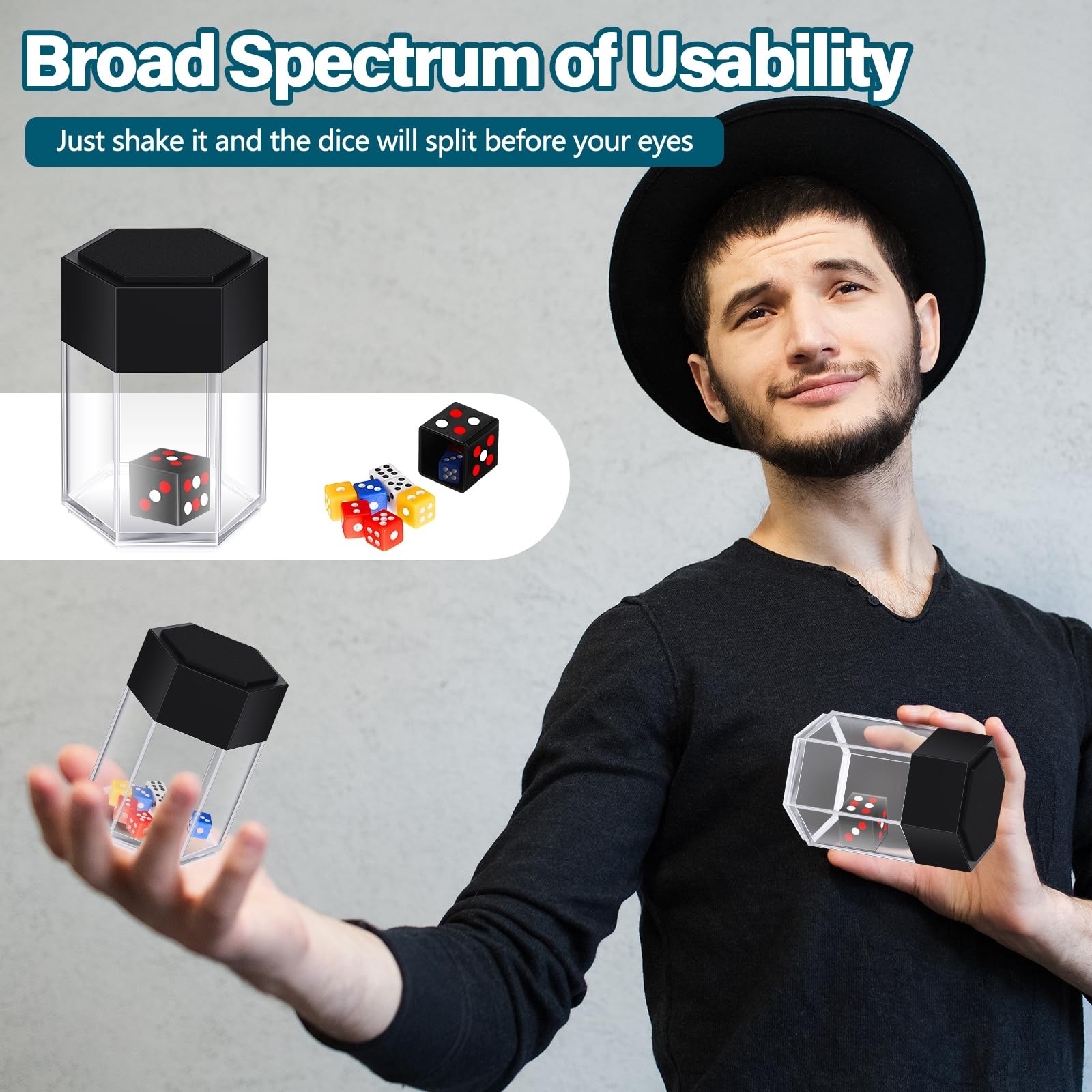 Rotatingpals 2 Sets Bomb Magic Dice Tricks Explode Explosion Compact, Black