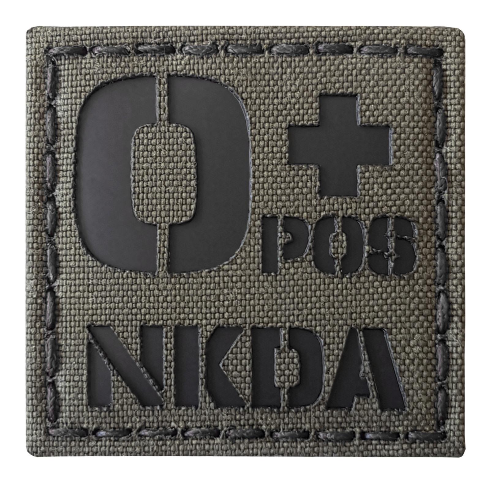 NKDA OPOS Blood Type O+ infrared IR ranger green morale 2x2 laser hook patch