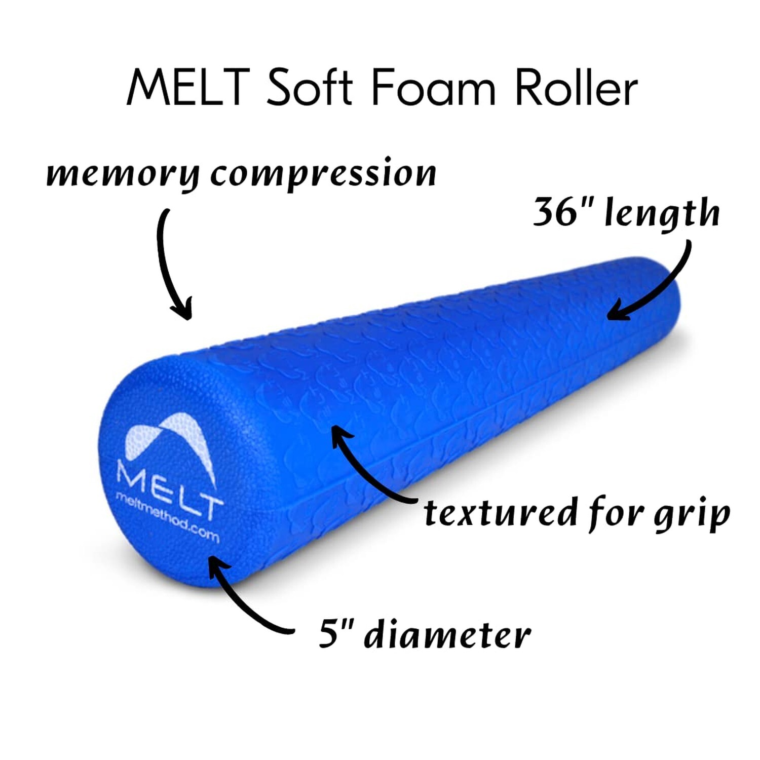 MELT Soft Foam Roller 36 Inch Full Body Roller- Low Density for Gentle Compre...