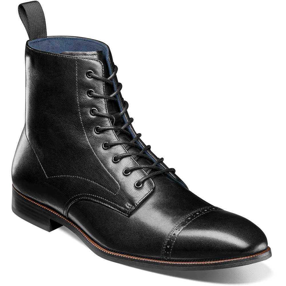 Stacy Adams Henry Black Smooth Leather Cap Toe Lace Up Boot (USA Men Size)