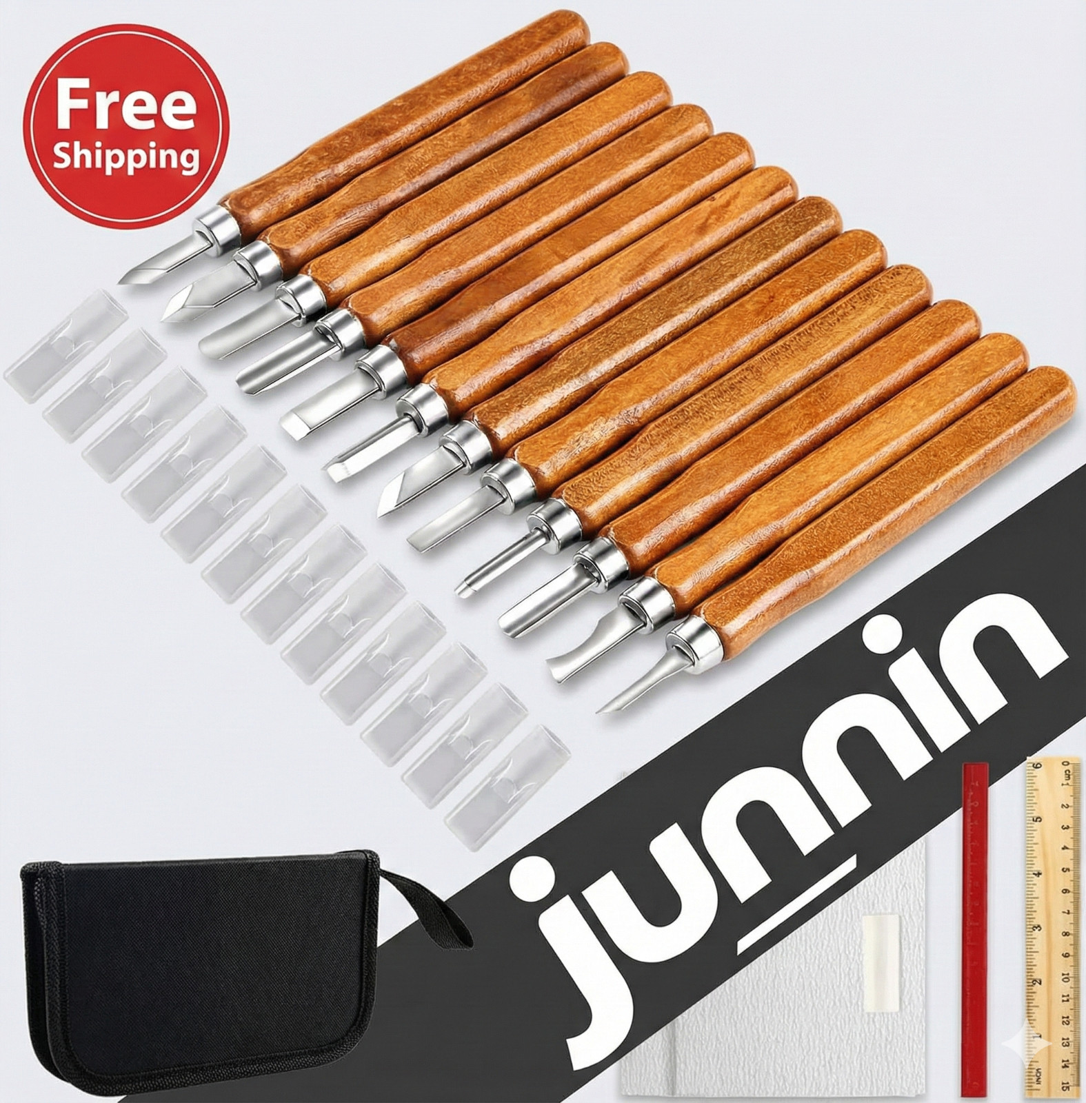 Juego Cuchillos Tallar Madera 20pz Gubias Acero Carbono Escultura Bricolaje DIY