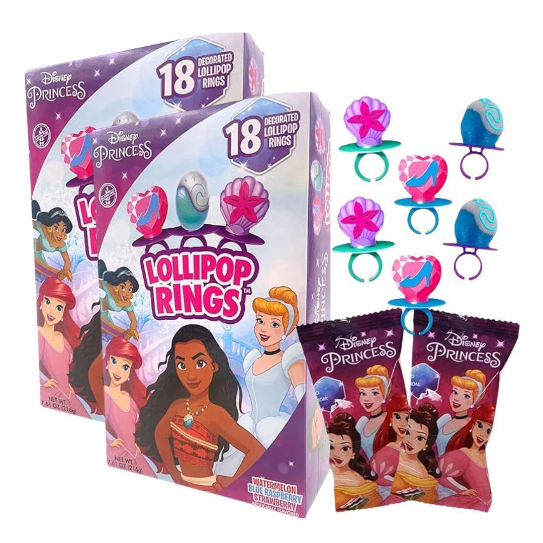 Disney Princesses Theme Lollipop Rings Birthday Party Favor Candy 2 Boxes of 18