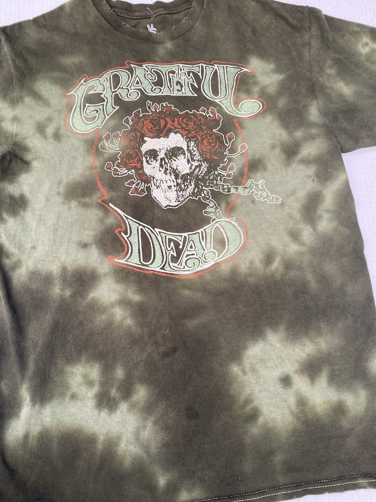 Junk Food Clothing Grateful Dead T-shirt Green Distressed Grunge Rock Unisex