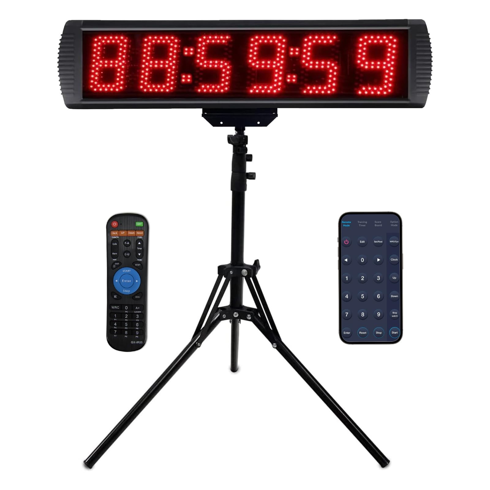 GAN XIN Race Clock with Tripod for Running Events, Large LED Stopwatch - Remote
