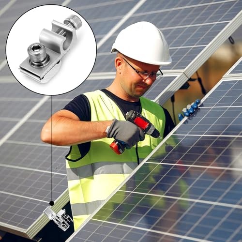 16 Pcs Solar Panel Grounding Lugs, Stainless Steel, Silver, MOUNT BRACKET,