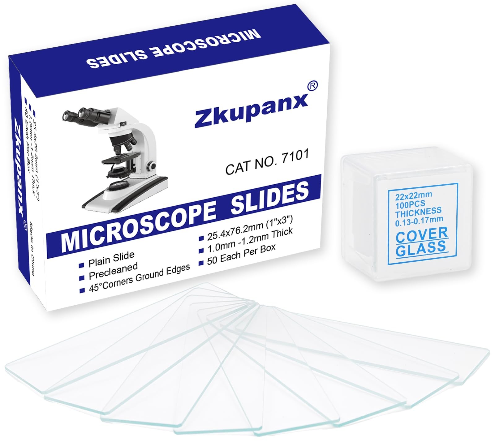 Blank Glass Microscope Slides and Covers - Ground Edges & 45° Clipped Corners, H