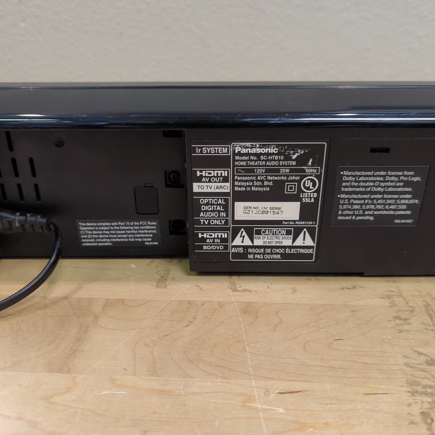 Panasonic SC-HTB10 Soundbar with Power Cord