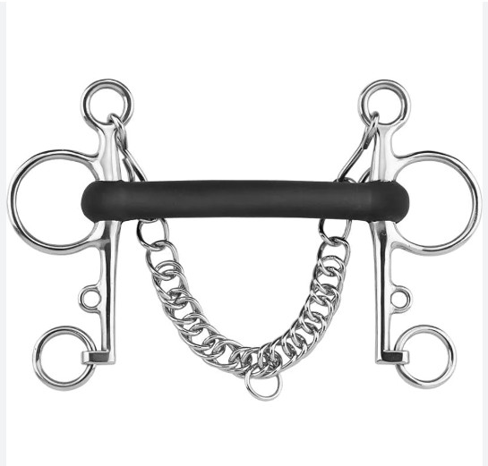 Rubber Mullon Mouth Pelham Bit with Chain Horse Bit