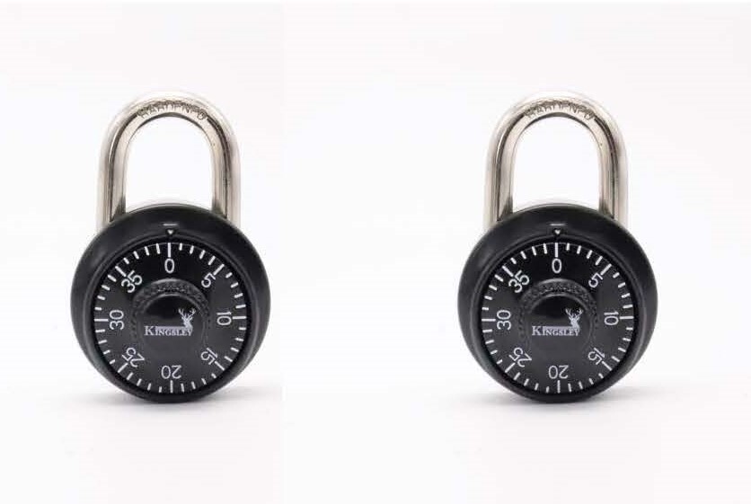 Kingsley Locker Locks, Combination Locks for Gym and School Lockers, 2 Pack