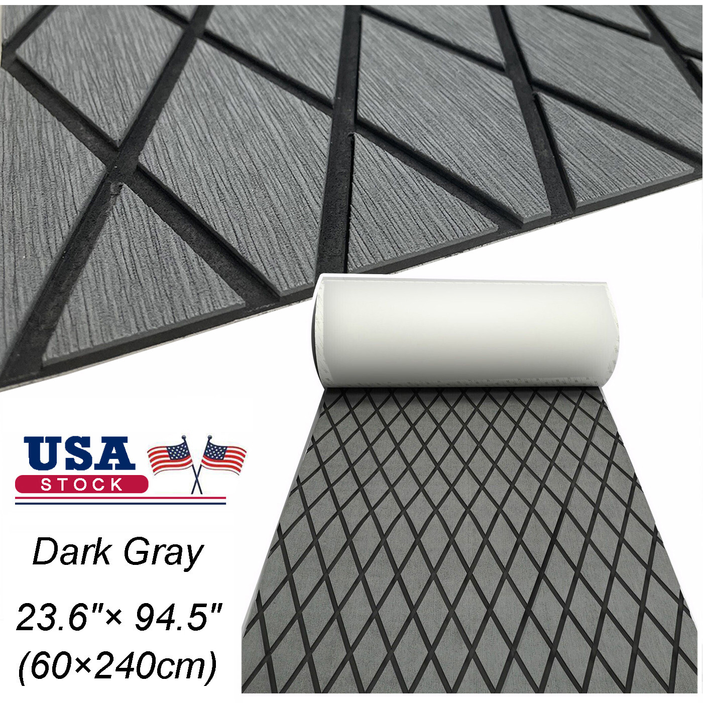 EVA Foam Boat Flooring Marine Sea Decking Carpet , Dark Gray Diamond Pattern Mat
