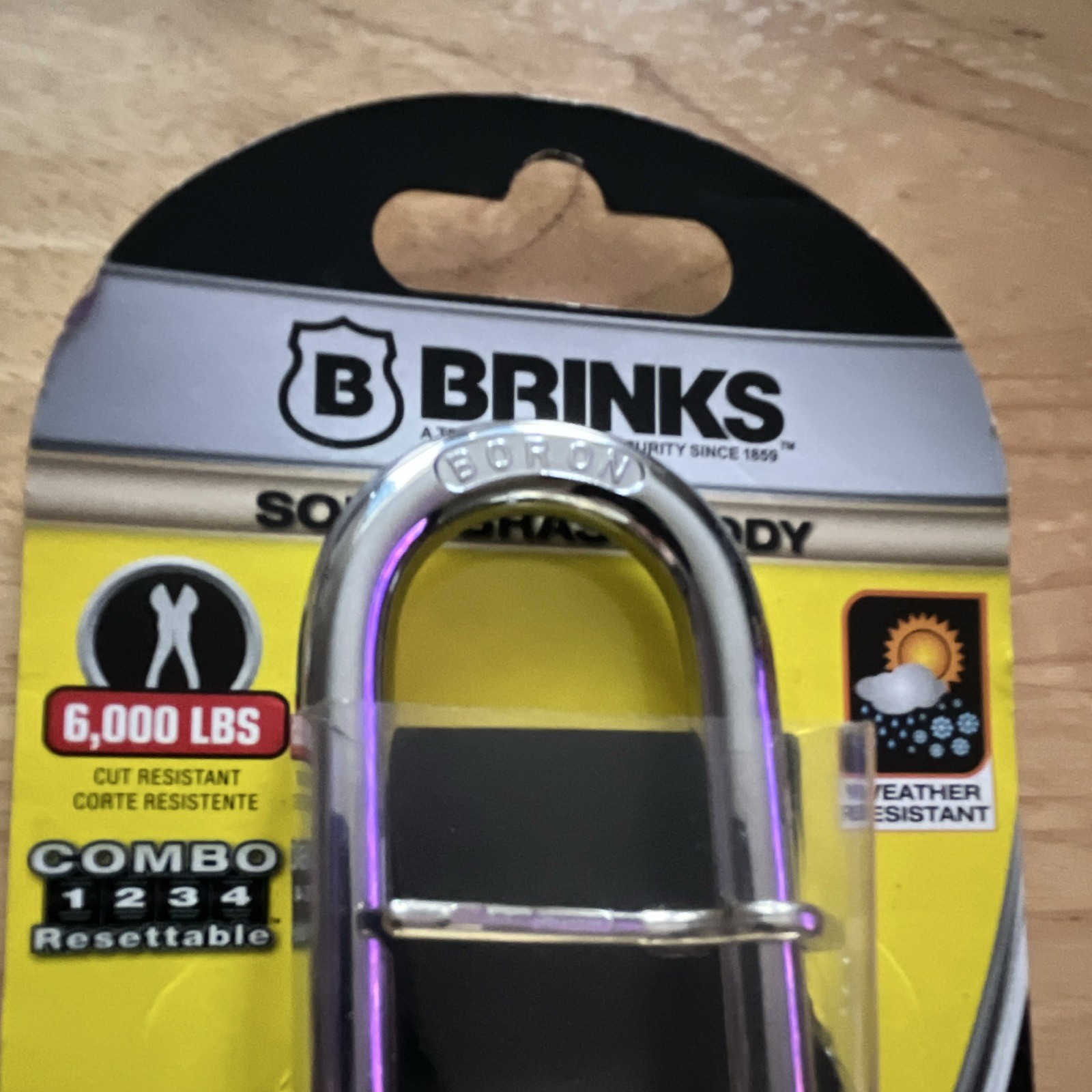 Brinks 665-50052 Resettable Combination Brass Padlock Boron Shackle