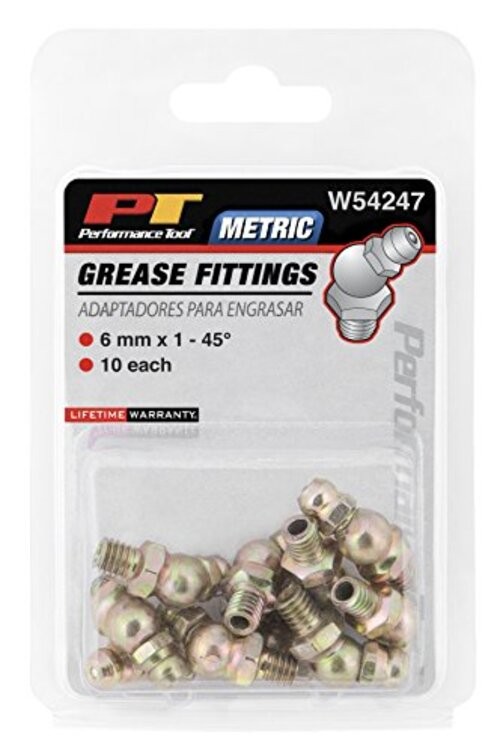 W54247 6mm x 1mm 45⁰ Grease Fitting, (Pack of 10)