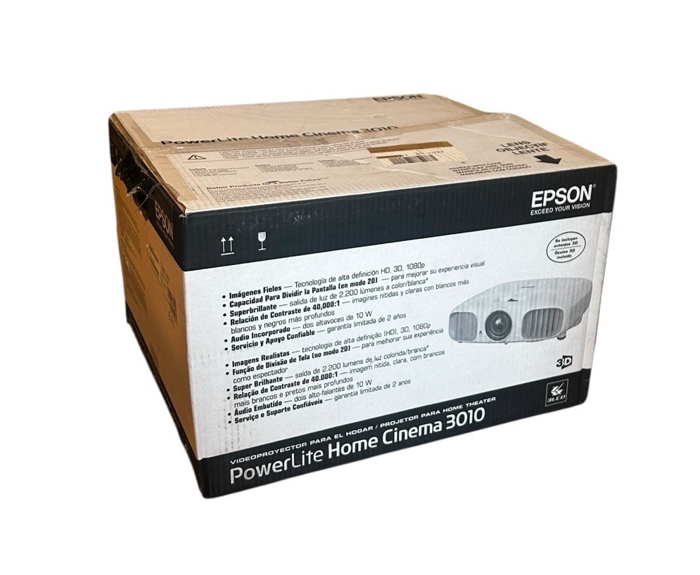 Epson PowerLite Home Cinema 3010 3LCD Projector New Open Box 3D Glasses