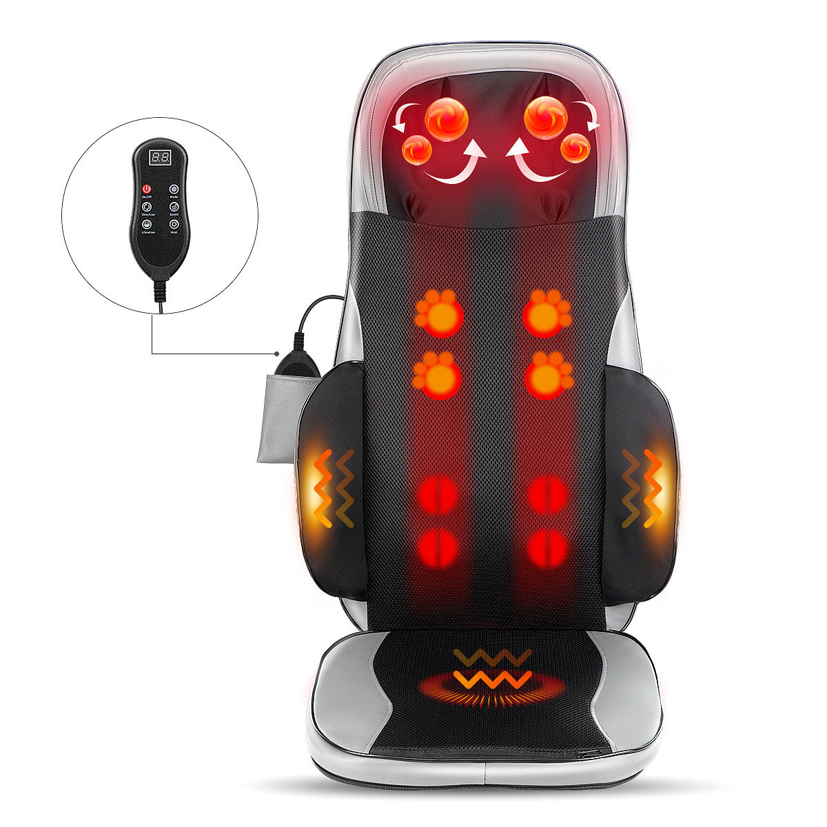Back Massage Heated Neck Body Massager Home Office Chair Cushion For Seat Car