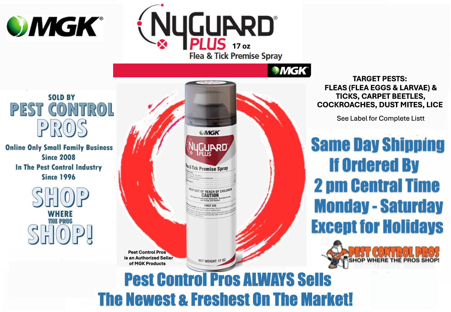 17 oz Nyguard Plus Insect Control Fleas (Eggs & Larvae) Ticks Mites Lice Beetles