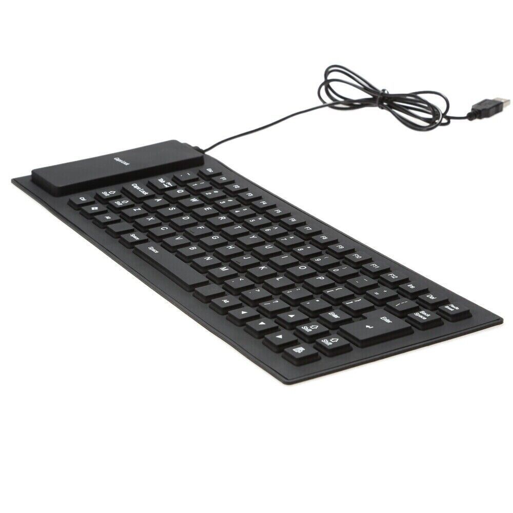 Foldable Silicone Keyboard Waterproof USB Flexible Roll Up Dustproof Full Size