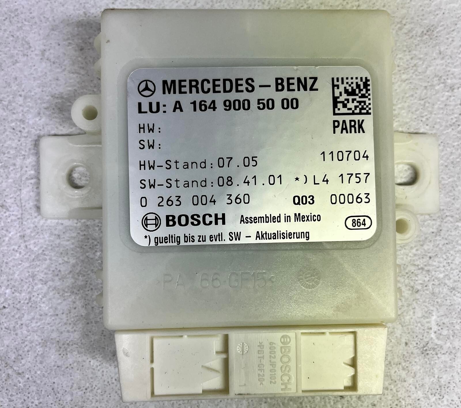 2010-2012 Mercedes GL450 X164 Parktronic Park Assist Control Module A1649005000