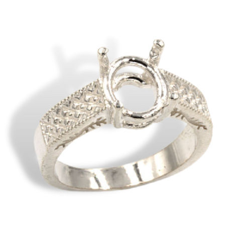 Oval Engraved Design Pre-notched Ring Mounting
