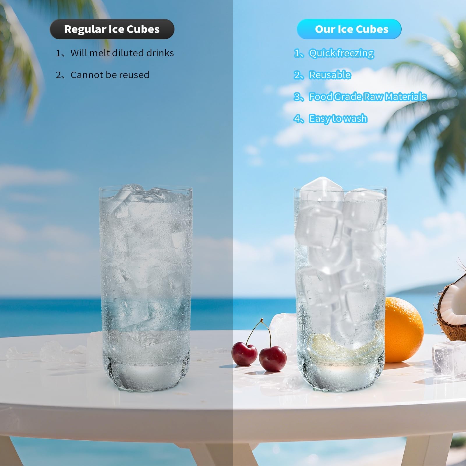 380 Pack Reusable Ice Cube for Drinks - Refreezable Plastic Ice Cubes Without...