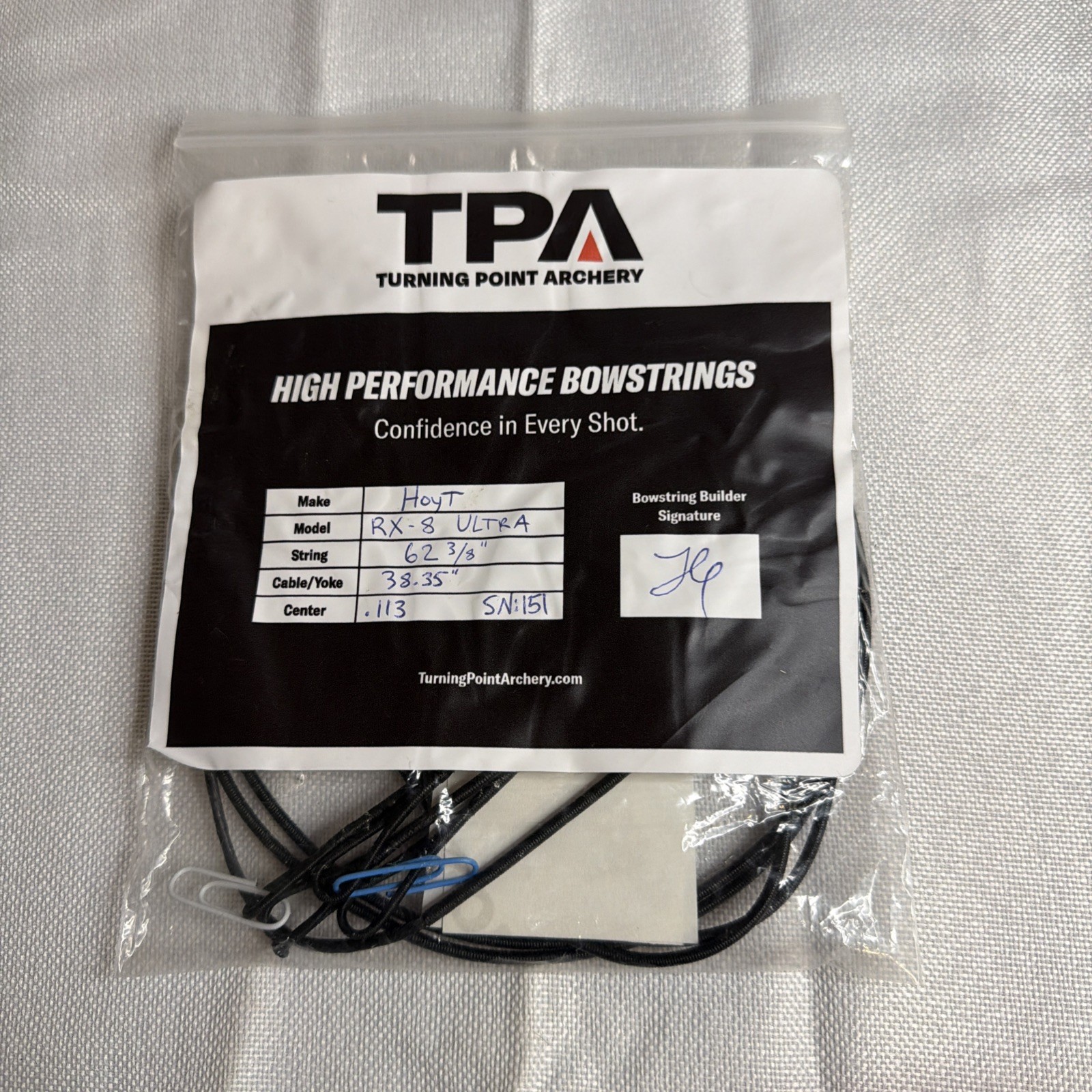TPA Hoyt RX-8 Ultra Custom Bow String and Cables. Black w/Black Serving