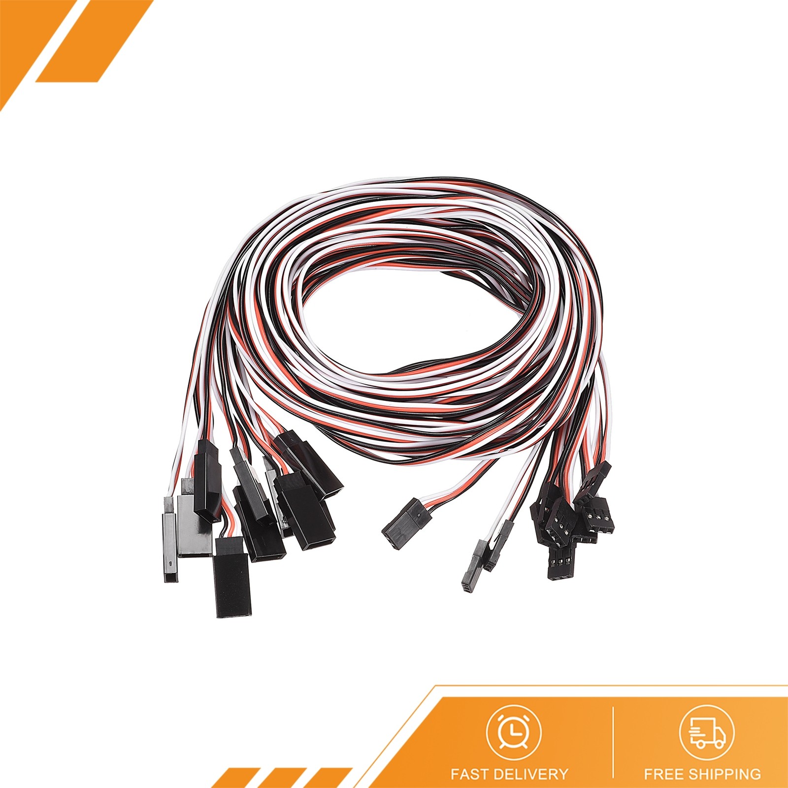 10pcs 3-Pin Servo Extension Cable Connector Wire Male to Female 22AWG 30-Cores