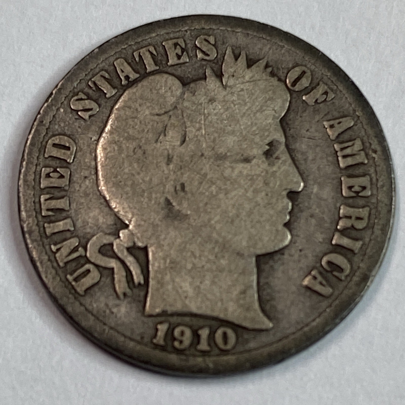 1910-S Silver Barber Dime - Scarce - Semi-key  Better Date