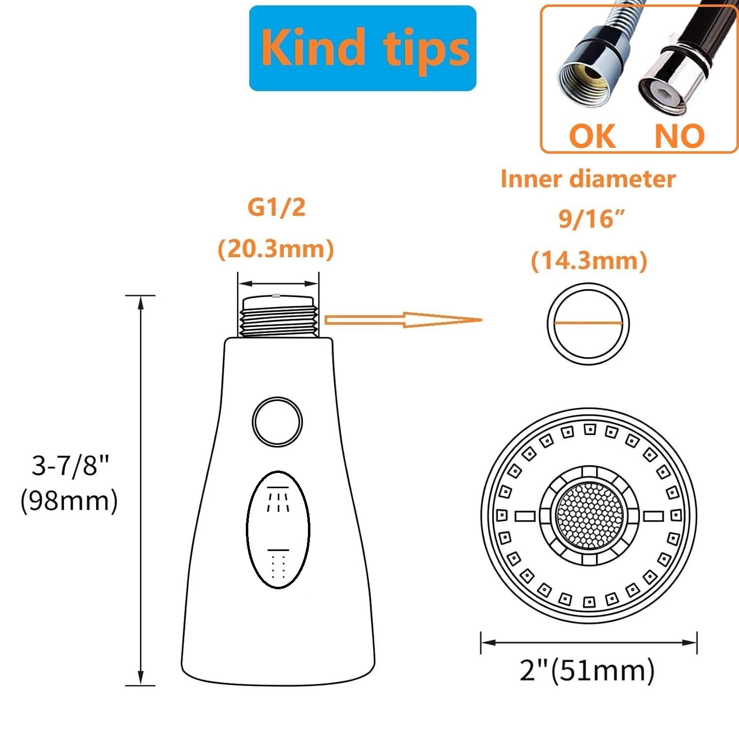 Brushed Nickel Kitchen Faucet Sprayer Head Replacement Part for Pull Down