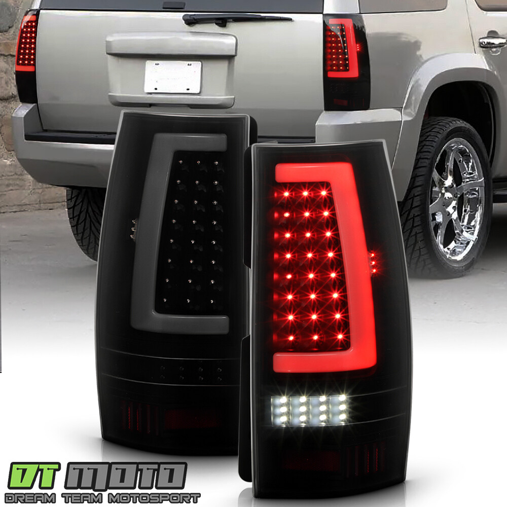 2007-2014 Chevy Suburban Tahoe GMC Yukon Black Smoked Full LED Tail Lights Lamps