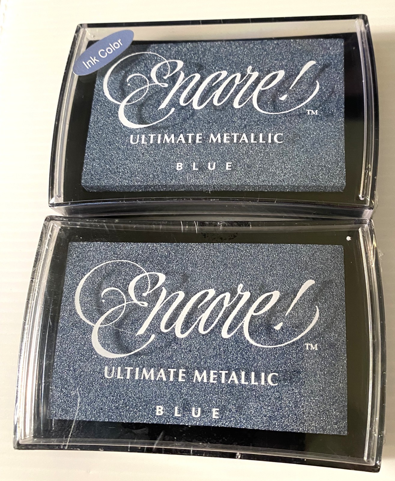 2 Tsukineko ENCORE BLUE Ultimate Metallic Pigment Crafting INK PADS New