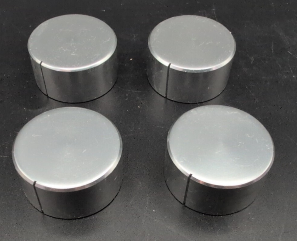 VINTAGE ALUMINUM STEREO CONTROL KNOBS LARGE NOS (Qty 4)