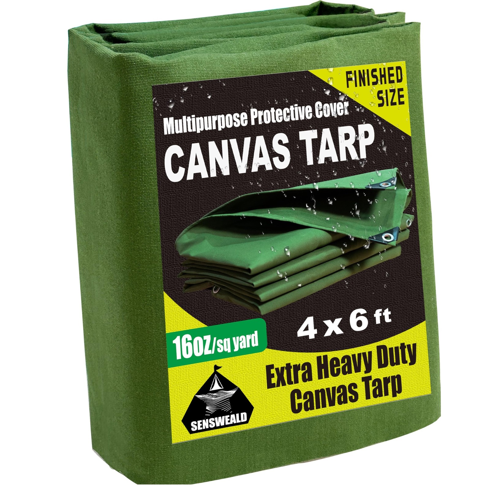 Small Canvas Tarp 4x6 Feet 16oz Water-Resistant Canvas Tarp with Grommets，