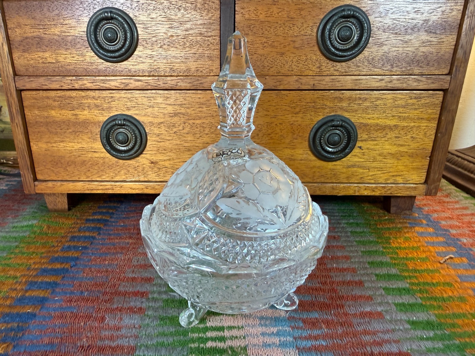 Enesco 24% Lead Crystal Lidded Candy Dish